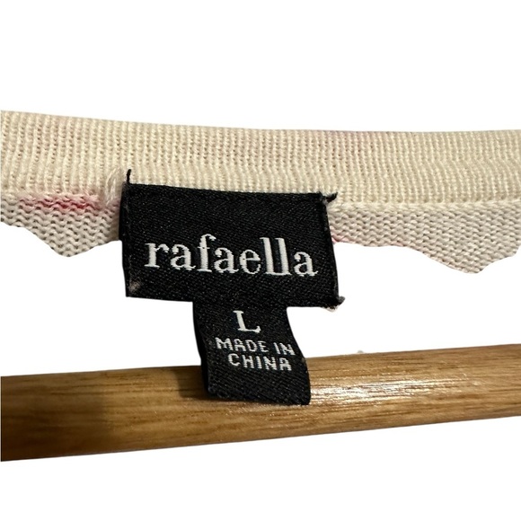 Rafaella Green and Orange Fitted Cardigan Button Down Floral Sweater Size Large - Picture 5 of 6